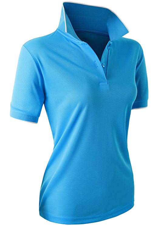 CLOVERY Women's Sport Wear 2-Button Polo Short Sleeve Shirt