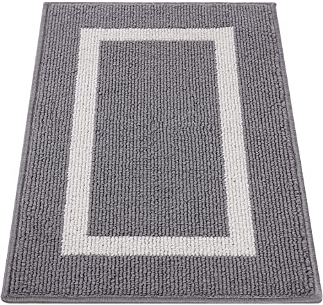 OLANLY Indoor Door Mat, 32x48, Non-Slip Absorbent Resist Dirt Entrance Rug, Machine Washable Low-Profile Inside Entry Door Rugs for Entryway, Grey