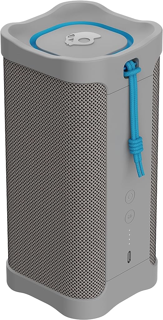 Skullcandy Terrain XL Wireless Bluetooth Speaker - IPX7 Waterproof Portable Speaker with Dual Custom Passive Radiators, 18 Hour Battery, Nylon Wrist Wrap, & True Wireless Stereo (Gray)