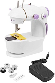 Qualimate Mini Desktop Multi functional Electric Sewing Machine Household Double Stitches Sewing Tools
