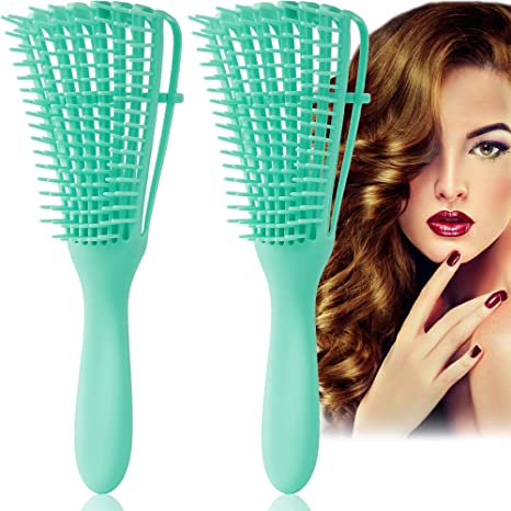 Detangling Brush, Ez Hair Detangler Brush for Curly Hair, Detangling Comb for Afro-american African Black Natural Hair 3a to 4c Wavy/Wet/Dry/Thick/Long/Knotted Hair, Tangle Free Brush (2 Pcs green)