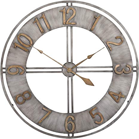 Delong Non Ticking Retro Metal Wall Clock 23" (Gray)