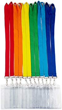 12 Pack Cruise Lanyard with Waterproof ID Card Holder, Colorful Solid Color Durable Lanyard with Badge ID Holder for Badge Card and Carnival Sail (Assorted Rainbow 6 Colors)