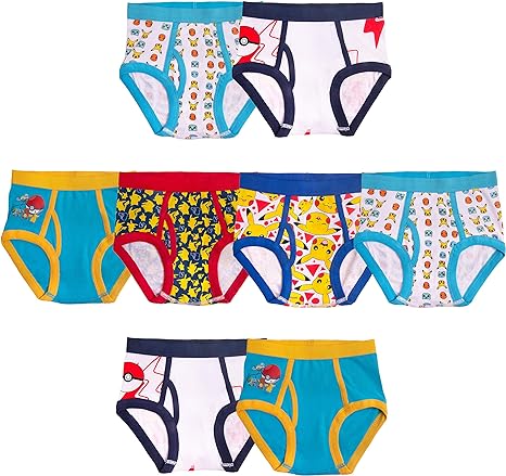 Pokemon Boys' 100% Combed Cotton Underwear with Pikachu, Evee, Squirtle, Jigglypuff and More in Sizes 4, 6 and 8