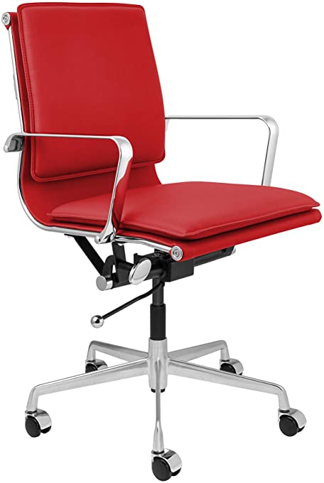 Lexi Soft Pad Modern Office Chair with Aluminum Arms (Red)