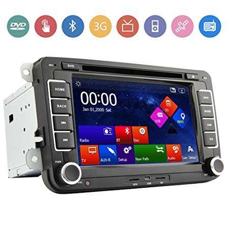 Free Rearview Camera 7" 2 Din Touch Screen Car DVD Player for VW Volkswagen Jetta Golf 5 6 Skoda Passat Caddy T5 Seat with Can-bus,Bluetooth,GPS,iPod-Input,RDS,Radio,ATV Free Kudos Map Card
