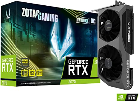 ZOTAC Gaming GeForce RTX 3070 Twin Edge OC Low Hash Rate 8GB GDDR6 256-bit 14 Gbps PCIE 4.0 Gaming Graphics Card, IceStorm 2.0 Advanced Cooling, White LED Logo Lighting, ZT-A30700H-10PLHR