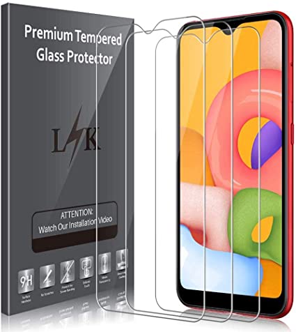 LK [3 Pack] Screen Protector for Samsung Galaxy A01 Tempered Glass 9H Hardness, Case Friendly, HD Clear, Anti Scratch Film