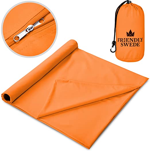 The Friendly Swede Sleeping Bag Liner - Travel and Camping Sheet, Pocket-Size, Ultra Lightweight, Silky Smooth Cool or Cotton Soft Warm Microfiber with Stuff Sack