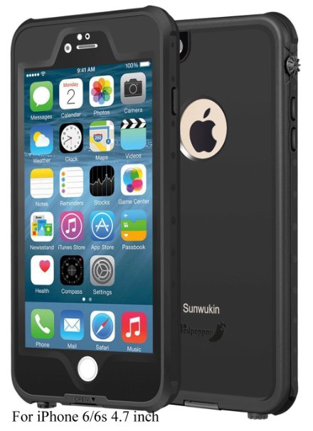 Sunwukin Best Waterproof Case for iPhone 6s6 47 Inch New Arrival Underwater Shockproof Snowproof Dirtpoof Protection Cover for 47 inches Black