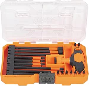 Klein Tools 33804 ProFlex Impact-Rated Interchangeable Ratcheting T-Handle Set, Torsion Zone, Magnetic Bit Holder, SAE, Metric, TORX, 23-Piece