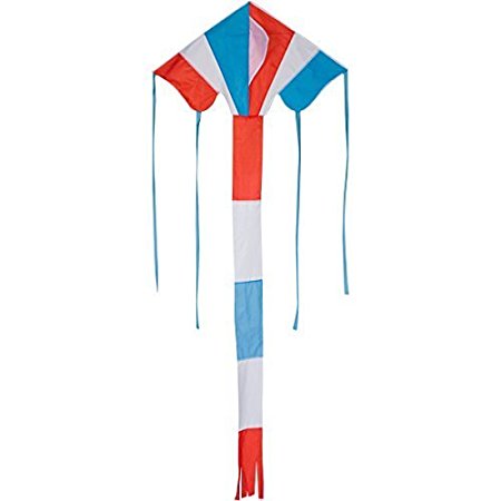 High Flying Delta Shaped Kite, Blue, Red, White Stripped - 42-inch. Includes 100 ft string