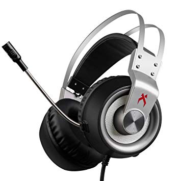 Xiberia USB Gaming headset, K1 PC Headset,Over-ear Gaming Headphones with Mic, Crystal Clear Sound, LED Lights & Noise-canceling Microphone For PC,Laptop,MAC (Sliver)