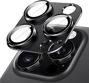 JETech Camera Lens Protector for iPhone 16 Pro 6.3-Inch and iPhone 16 Pro Max 6.9-Inch, Full Coverage 9H Tempered Glass Ring Cover, Matte Metal Plate, Case Friendly, 1-Pack (Black)