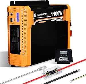 ECO-WORTHY 1000W Pure Sine Wave Solar Inverter 12V dc to 120V AC Converter for Home,RV,Truck.Built-in Dual 18W USB Ports, 2*AC Outlets, 1*Hardware Terminal,1 * 120A Fuse, Remote Controller