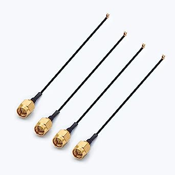 10Gtek 6 GHz IPEX Type to SMA Male Cable, 50Ohm, 200mm, pack of 4