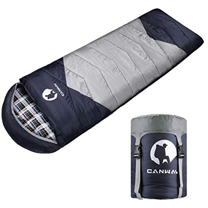 CANWAY Sleeping Bag with Compression Sack, Lightweight and Waterproof for Warm & Cold Weather, Comfort for 4 Seasons Camping/Traveling/Hiking/Backpacking, Adults & Kids