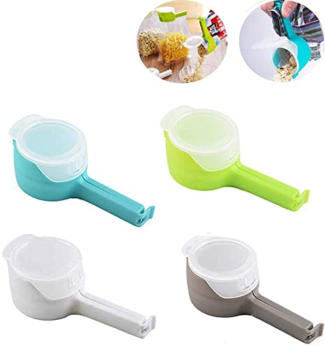 4PCS Bag Clips for Food Sealing Clip with Discharge Nozzle Seal for Food and Snack Bag, Kitchen Storage and Organization