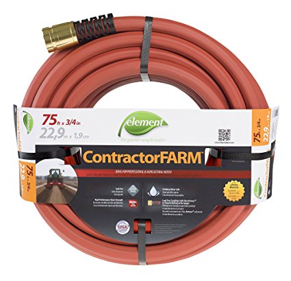 Element ELCF34075 Contractor Farm Lead Free, Kink Resistant 3/4-Inch-by-75-Foot Garden Hose, Brick