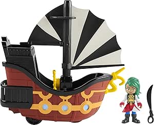 Fisher-Price Preschool Toys Santiago of The Seas Bonnie Bones Figure & El Calamar Pirate Ship for Pretend Play Kids Ages 3  Years