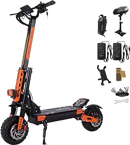 Electric Scooter for Adults 5600W Dual Motor Up to 52MPH, 60V 30Ah Battery Range to 60  Miles, Fast E-Scooter with 11 inch Tubeless Off-Road Tires and a Removable Seat
