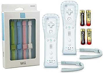 Nintendo Wii/Wii U Motion Plus Controllers (2-Pack Bulk Packaging) Plus 4 Free Color Strap