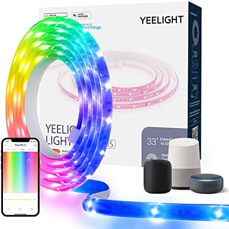 YEELIGHT Smart Led Strip Lights,6.5 FT WiFi RGB Led Light Strips Music Sync,App & Voice Control,Work with Razer Chroma,Alexa,Homekit,Google,Flexible Led Lights for TV,Bedroom,Room