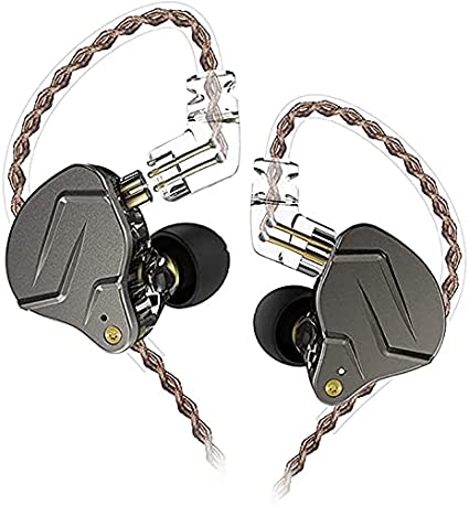 KZ ZSN Pro Dynamic Hybrid Dual Driver in Ear Earphones Detachable Tangle-Free Cable Musicians in-Ear Earbuds Headphones (Gray With Mic)