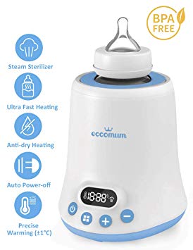 Baby Bottle Warmer, Eccomum Fast Breast Milk Warmer with a Timer, Baby Food Heater with LCD Display Accurate Temperature Control, Constant Mode, Fit All Baby Bottles