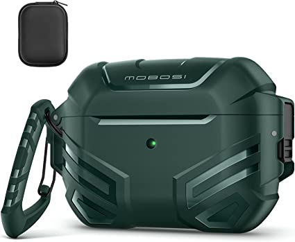 MOBOSI for AirPods Pro 2nd Generation Case Cover(2022) with Lock, Military Grade AirPod Pro 2 Case for Men Women, Full-Body Shockproof Protective Case with Keychain for AirPods Pro 2nd Gen, Green