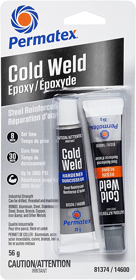 Permatex 81374 Cold Weld Steel Reinforced Epoxy, 2x28g,Grey