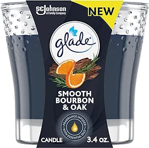 Glade Candle Jar, Air Freshener, Smooth Bourbon & Oak, 3.4 Oz