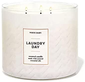 Bath and Body Works, White Barn 3-Wick Candle w/Essential Oils - 14.5 oz - 2021 Fresh Spring Scents! (Laundry Day)