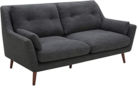 Amazon Brand – Rivet Brooker Down-Filled Mid-Century Love Seat, 65"W, Quarry