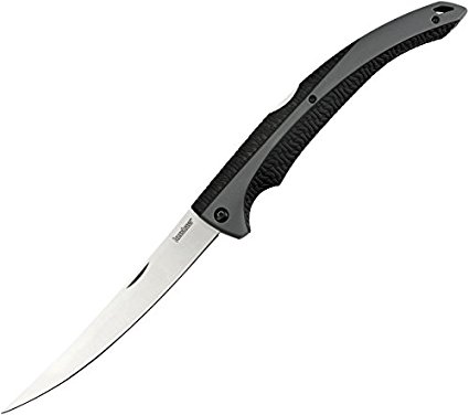 Kershaw Folding Fillet (1258X), K-Texture Knife; Flexible and Corrosion Resistant 420J2 Stainless Steel Blade, Manual Opening, Black Glass-Filled Nylon Handle with K-Texture Grip, Ideal for Fishing