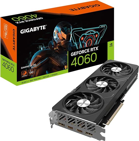 Gigabyte NVIDIA GeForce RTX 4060 GAMING OC Scheda grafica - 8GB GDDR6, 128-bit, PCI-E 4.0, 2550MHz Core Clock, 2x DP 1.4, 2x HDMI 2.1a, NVIDIA DLSS 3 - GV-N4060GAMING OC-8GD