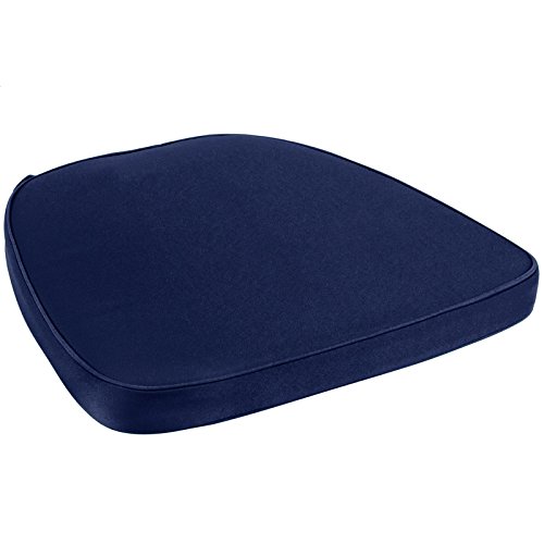 Chair Pad | Seat Padded Cushion with a Polycore Thread Soft Fabric with Straps and Removable Zippered Cover (Navy Blue)