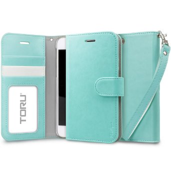 iPhone 6S Case TORU WRISTLET iPhone 6 Wallet Case CARD SLOT ID WINDOW FLIP STAND Premium Synthetic Leather Folio Cover with Strap for Apple 47 iPhone 6S 2015  iPhone 6 2014 - Mint 116TPTZ-MT