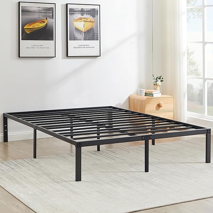 VECELO Queen Size Metal Platform Bed Frame,No Box Spring Needed/Mattress Foundation,Modern