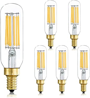 Dimmable T6 led Bulb Daylight White 4000K,6W Equal 60W led Chandelier Light Bulbs , E12 Base Small Edison Vintage Bulb for Ceiling Fan Light Bulbs,6Pack
