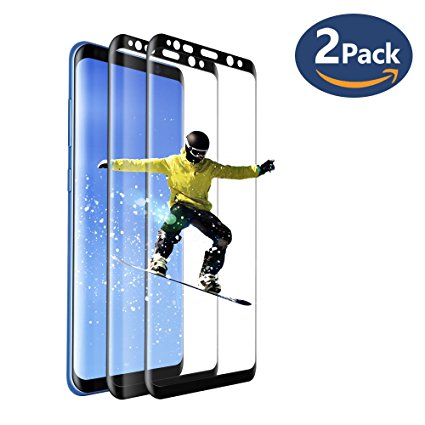 JSAUX Galaxy S8 Screen Protector, Full Coverage 3D Curved Tempered Glass Premium High Clear Film 9H Hardness Anti-Scratch Free-Bubble with for S8 5.8” (Black)