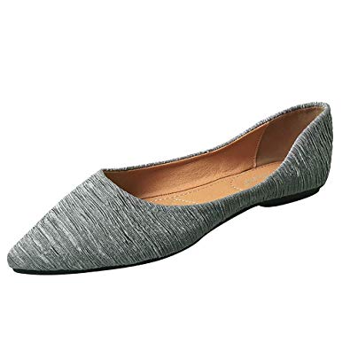 Meeshine Womens Foldable Rhinestone Pointed Toe Ballet Flats Comfort Slip On Flat Shoes