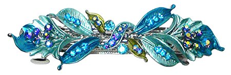 Crystal Flower Barrette YY86800-3aqua blue