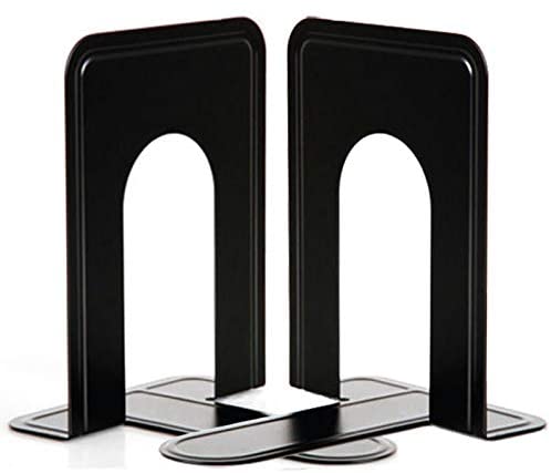 Heavy Duty Metal Bookends Book Ends 190mm / 7.5'' Office Stationery (Black, 1 Pair)