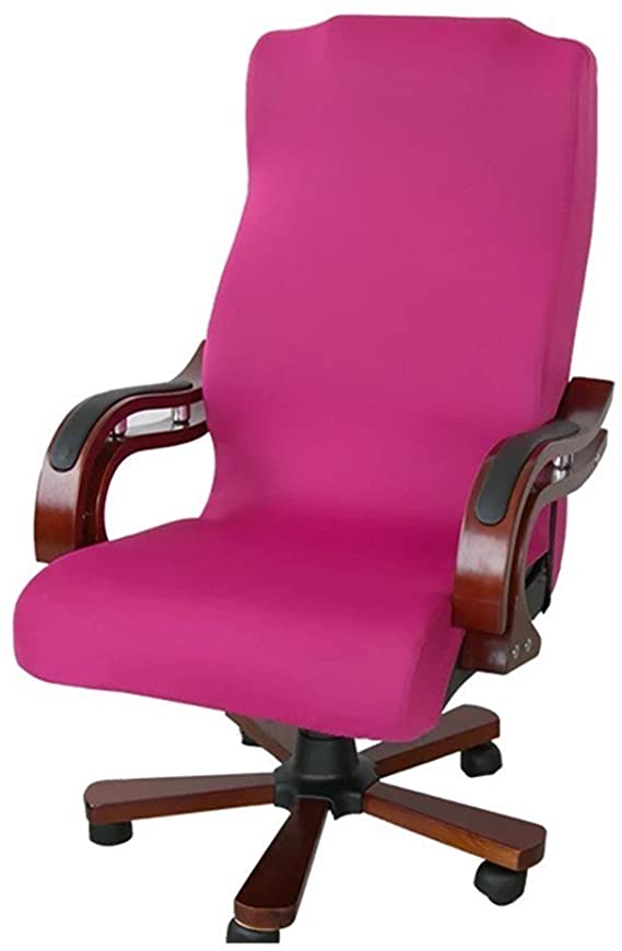 Deisy Dee Slipcovers Cloth Universal Computer Office Rotating Stretch Polyester Desk Chair Cover C064 (rose pink)