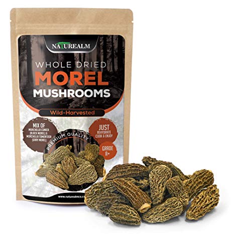 Naturealm Morel Mushrooms Wild-Harvested in Canada, Grade A  Premium Clean Whole Dried Morels in Compostable Bag - 2oz.