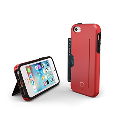 Patchworks ITG Level Pro Case for iPhone SE 5s 5 - Military Grade Protection Case with a Card Pocket, Extra Protection for ITG Tempered Glass Screen Protector (Red for iPhone SE 5s 5)