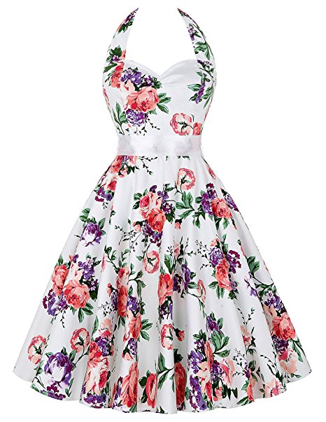 GRACE KARIN Women's Halter 1950s Vintage Wiggle Dress for Party Cocktail