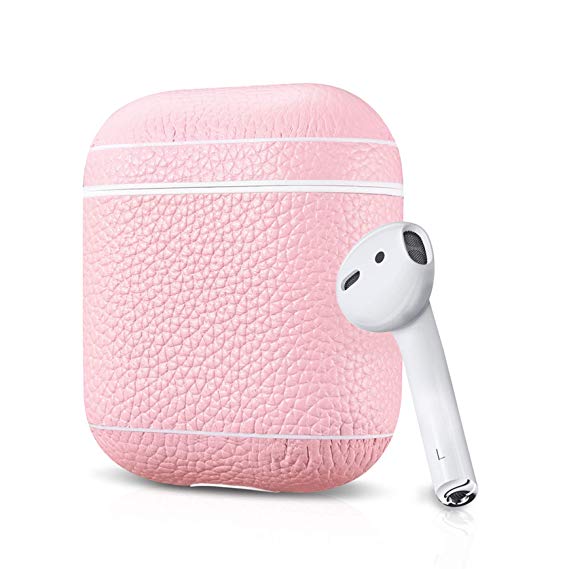 Leather Case Apple AirPods, Pebble Series - Air Vinyl Design, Protective Case Cover (Pink)