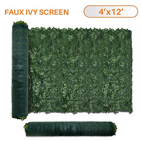 TANG Sunshades Depot 4' FT x 12' FT Artificial Faux Ivy Privacy Fence Screen Leaf Vine Decoration Panel with 130 GSM Mesh Back